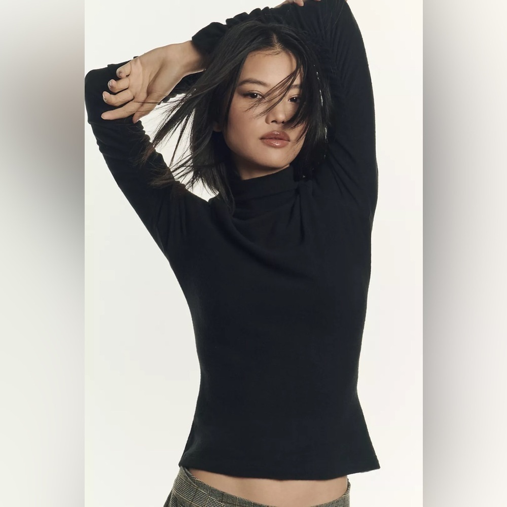 NWT Size S - Anthropologie Ruched-Sleeve Turtleneck Top